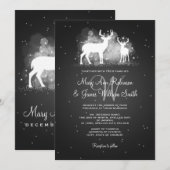 Elegant Wedding Winter Deer Sparkle Black Kaart (Voorkant / Achterkant)