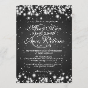 Elegant Wedding Winter Sparkle Black Kaart