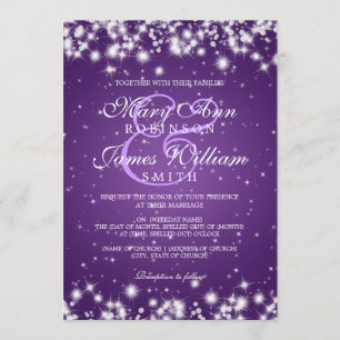 Elegant Wedding Winter Sparkle Paars Kaart