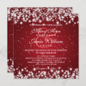 Elegant Wedding Winter Sparkle Red Kaart (Voorkant / Achterkant)