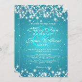 Elegant Wedding Winter Sparkle Turquoise Kaart (Voorkant / Achterkant)