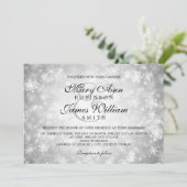 Elegant Wedding Winter Wonderland Sparkle Silver Kaart (Staand voorkant)