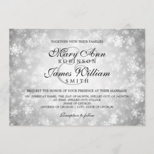 Elegant Wedding Winter Wonderland Sparkle Silver Kaart
