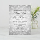Elegant Wedding Winter Wonderland Sparkle Silver Kaart (Staand voorkant)