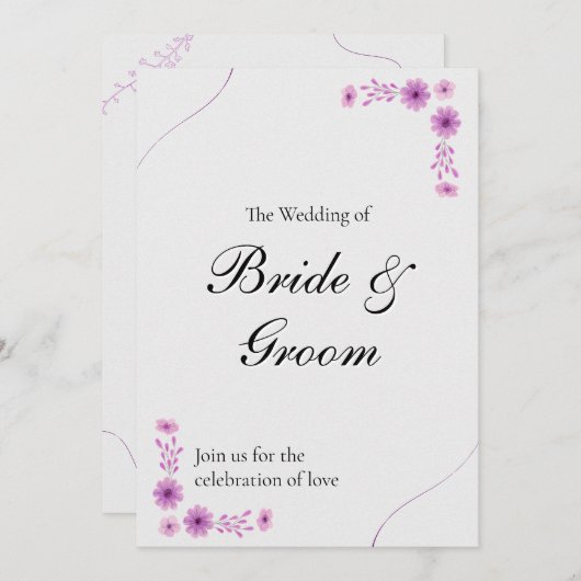 Elegant Wedding  with Timeline & QR Code Kaart (Voorkant / Achterkant)