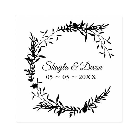 Elegant Wedding Wreath Wildbloemen en Branches Rubberstempel (Afrduk)