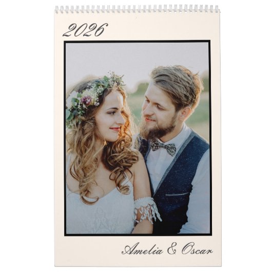 Elegant Wedding Year Large Photo Modern Portrait Kalender (Hoes)