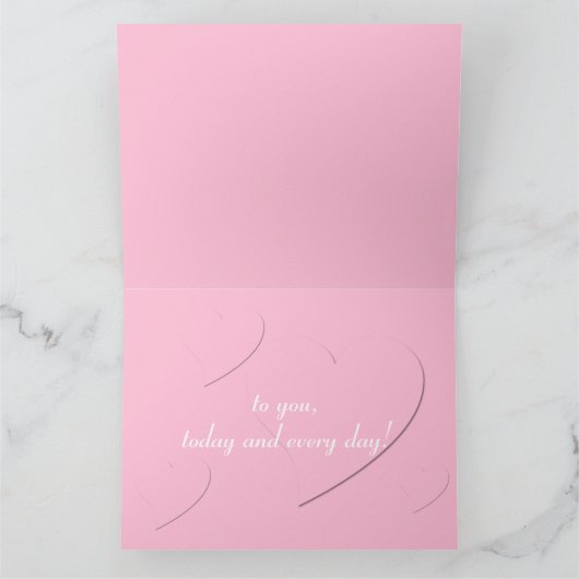 Elegant weefpatroon, roze harten Moederdag Kaart (Binnen)