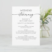 Elegant Weekend Birthday Itinerary Invitation (Debout devant)