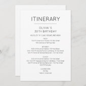 Elegant Weekend Birthday Itinerary Uitnodiging (Voorkant / Achterkant)