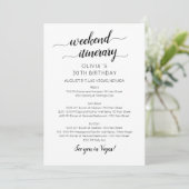 Elegant Weekend Birthday Itinerary Uitnodiging (Staand voorkant)