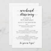 Elegant Weekend Birthday Itinerary Uitnodiging (Voorkant / Achterkant)