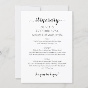 Elegant Weekend Birthday Itinerary Uitnodiging