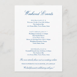 Elegant Weekend Evenementen Navy Blue Bruiloft Informatiekaartje