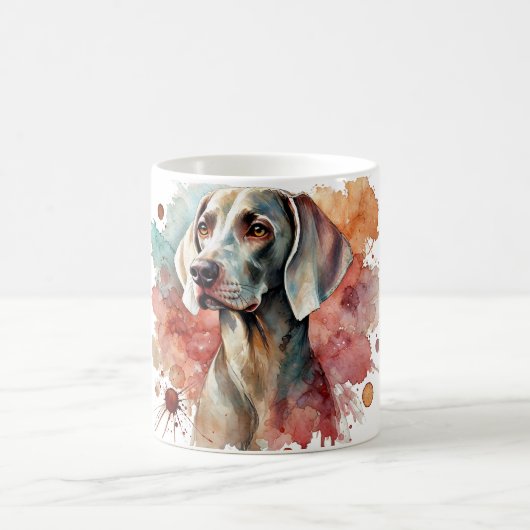 Elégant Weimaraner Aquarelle Art Mug (Centre)