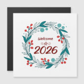 Elegant Welcome to 2026 – Festive Laurel Wreath  (Voorkant / Achterkant)