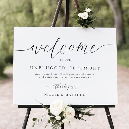 Elegant Welkom bij Unplugged Wedding Ceremony Sign Poster