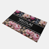 Elegant Welkom Blush Roze Pioen Bloemen Deurmat (Schuin)