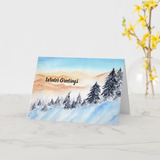 Elegant Wenskaart met bergen in de sneeuw Kaart (Gele Bloem)