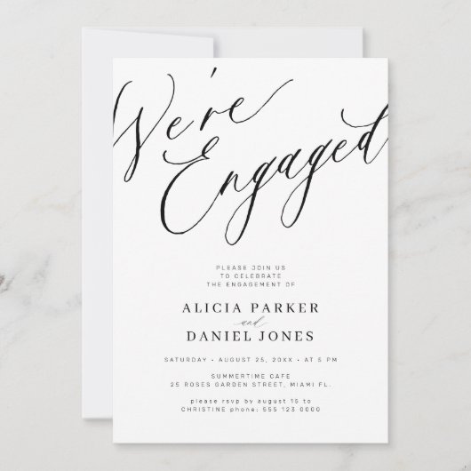 Elegant We're Engaged verlovingsfeest Kaart (Voorkant)