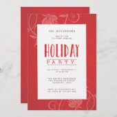 Elegant wervelt modern rood feestje kaart (Voorkant / Achterkant)