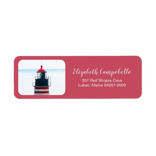Elegant West Quoddy Coral Lighthouse Adres Etiket (Voorkant)