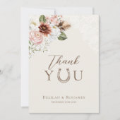 Elegant Western Cowboy Floral Crest Script Bedankkaart (Voorkant)