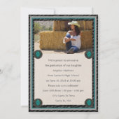 Elegant Western zwart lederen foto Afstuderen Kaart (Achterkant)