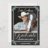 Elegant Westerne Stijl Lederen Foto Afstuderen Inv Kaart (Voorkant)