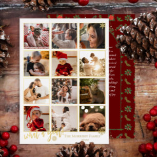 Elegant What A Year 12 Photo Snowflakes Message Folie Feestdagenkaart