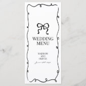 Elegant Whimsical Black Bow Tie Monogram Wedding Menu (Voorkant)