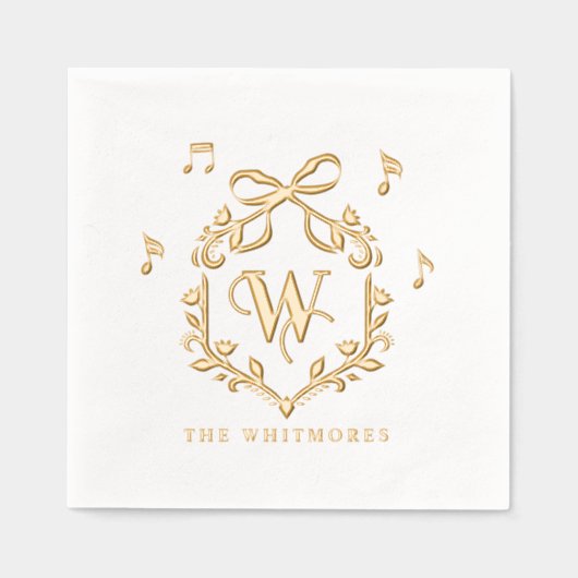 Elegant Whimsical Christmas Monogram Crest Bow (Recto)