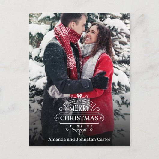 Elégant Whimsical Christmas Photo Carte postale (Devant)