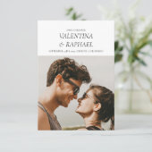 Elegant Whimsical Script Foto Bruiloft Save The Date (Staand voorkant)