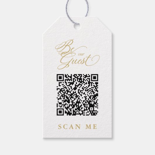 Elegant Whimsical Script Photo Qr Code Wedding Cadeaulabel (Voorkant)