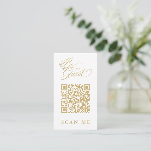 Elegant Whimsical Script Photo Qr Code Wedding Informatiekaartje (Staand voorkant)