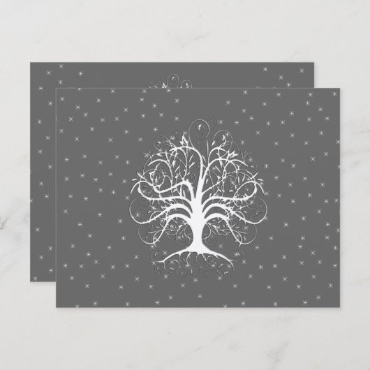 Elegant Whimsical Swirl Tree RSVP Kaartje (Voorkant / Achterkant)