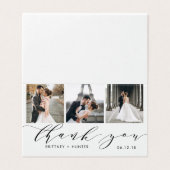 Elegant White 3 Foto Collage Hartelijk dank Kaart (Buitenkant ongevouwen)
