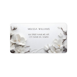 Elegant White 3D Magnolia Etiket
