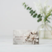 Elegant White 3D Magnolia Visitekaartje (Staand voorkant)