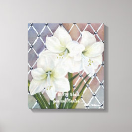 Elegant White Amaryllises Geschilderd in Waterverv Canvas Afdruk