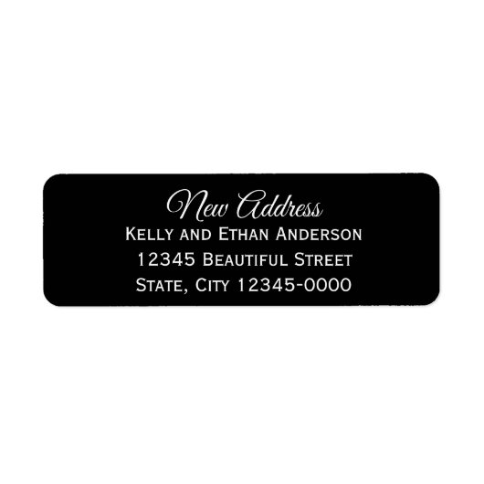 Elegant White and Black New Address Etiket (Voorkant)