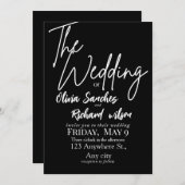 Elegant White and Black Simple Wedding Kaart (Voorkant / Achterkant)