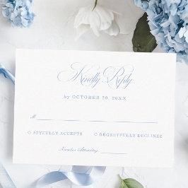 Elegant White and Blue Wedding RSVP  Informatiekaartje