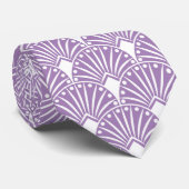 Elegant White Art Deco over lavender Background Stropdas (Opgerold)