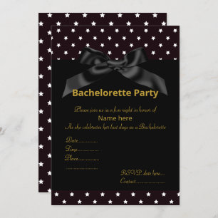 ELEGANT WHITE BLACK BOW BACHELORETTE INVITE KAART