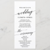 Elegant White & Black Calligraphy Wedding Programm Programma (Voorkant)