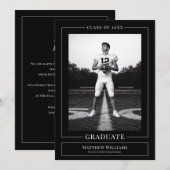 Elegant White & Black Graduate Announcement Kaart (Voorkant / Achterkant)