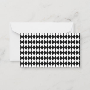 Elegant White Black Harlequin Geometric Rhombusjes Notitiekaartje