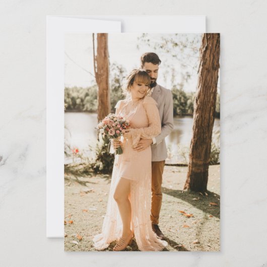 Elegant White Black Photo Monogram Weddenschap Inv Kaart (Achterkant)